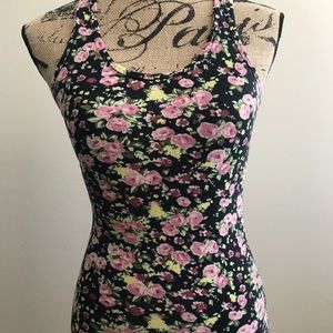 Women’s Black and Pink Floral Tank Top XS